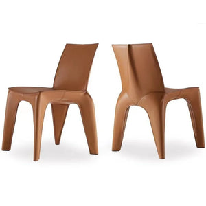 Moderner Esszimmerstuhl aus Sattelleder – Luxuriöser Designerstuhl mit Rückenlehne für Zuhause
