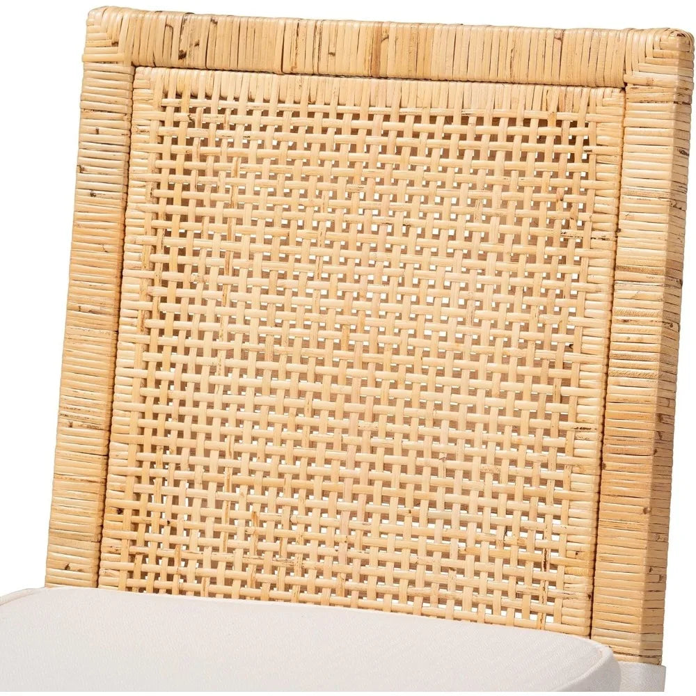 Moderner Esszimmerstuhl „Sofia“ aus Naturholz und Rattan – Neutrale Farbtöne für Wohnzimmer und Essbereich