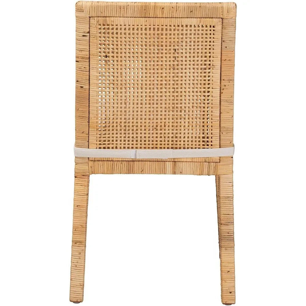 Moderner Esszimmerstuhl „Sofia“ aus Naturholz und Rattan – Neutrale Farbtöne für Wohnzimmer und Essbereich